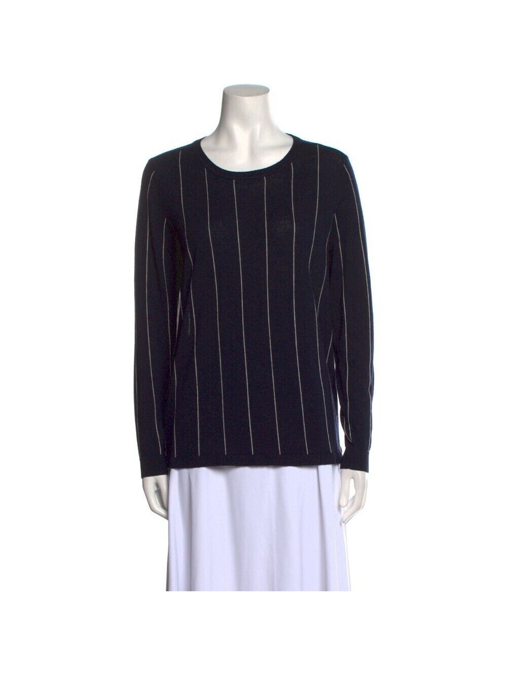 Sandro Blue Knit High Low Sheer Back Pullover Crew Neck Sweater M